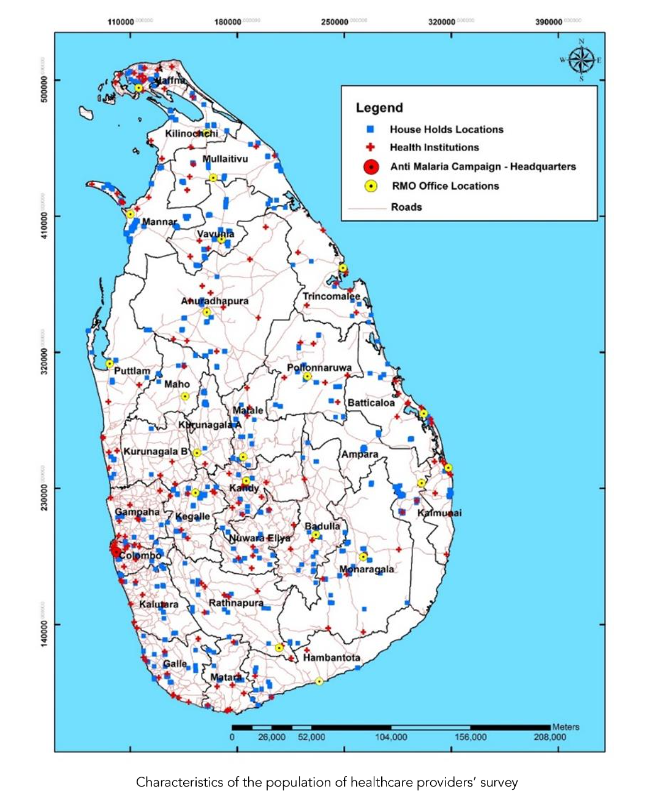 Figure 1: Geographic distribution of surveyed households and healthcare institutions