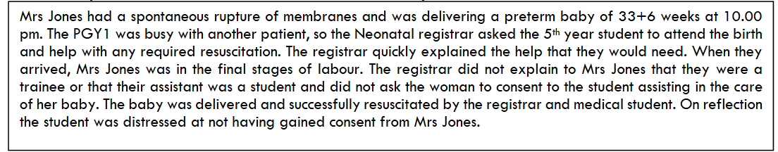 Box 1: Example of the benefit of student involvement without patient consent.