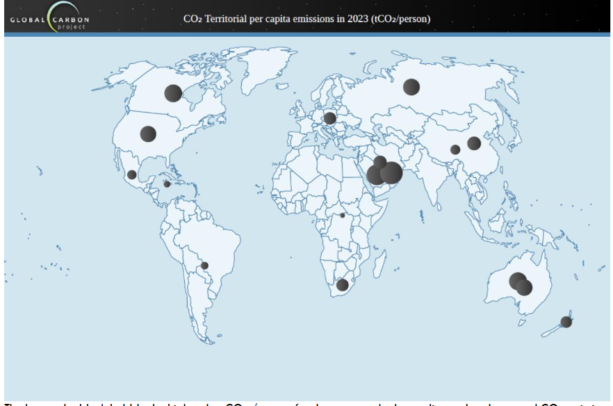 FIG 1: CO2 Territorial per capita emissions in 2023 (tCO2 /person)
