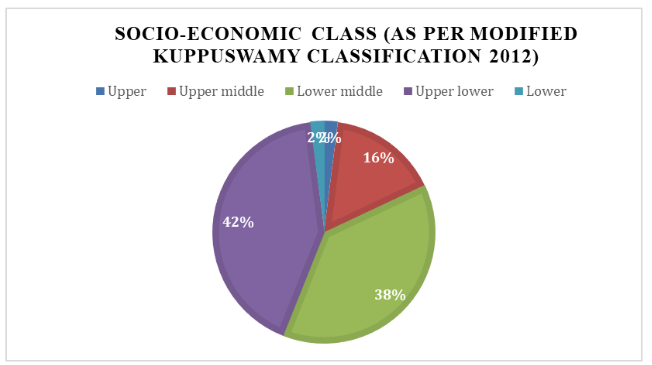 Figure 2: Socio-economic class (as per modified Kuppuswamy classification 2012) of Study Participants (N=50)