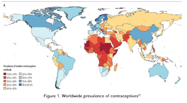 Figure 1. Worldwide prevalence of contraceptives