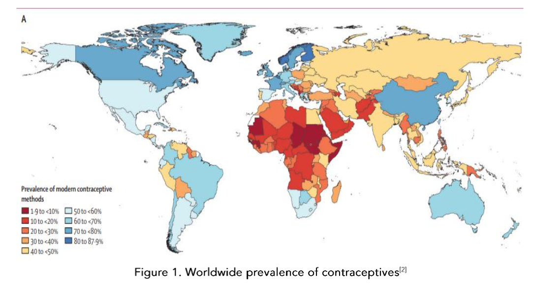 Figure 1. Worldwide prevalence of contraceptives