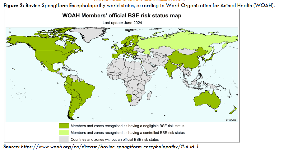 Figure 2: Bovine Spongiform Encephalopathy world status, according to Word Organization for Animal Health (WOAH).