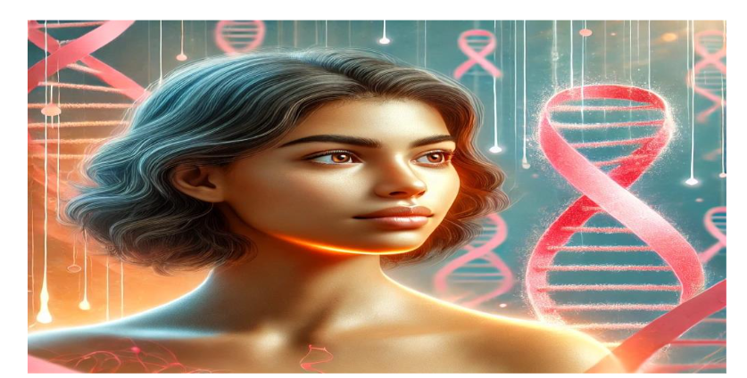 Artistic depiction of a young adult woman with breast cancer