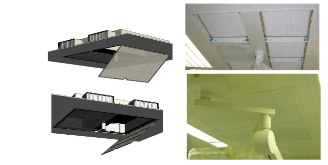 Fig. 1 - Laminar airflow ceiling illustration and photos