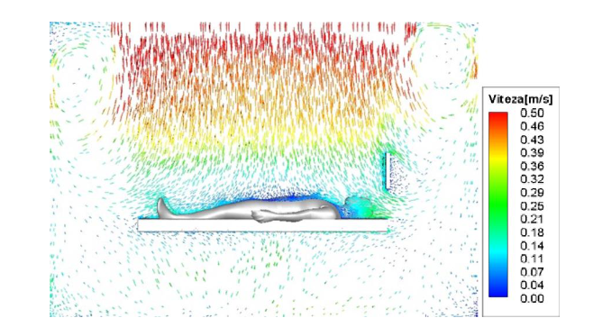 Fig. 4 - Simulation of the airflow vectors using LAC element without obstacles