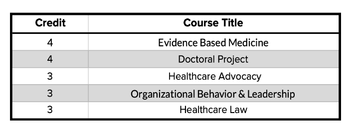 Figure 4: An Example of Added Curriculum Courses for Entry-Level PA Doctoral Degree