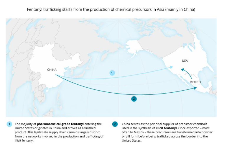 Representative map of fentanyl trafficking