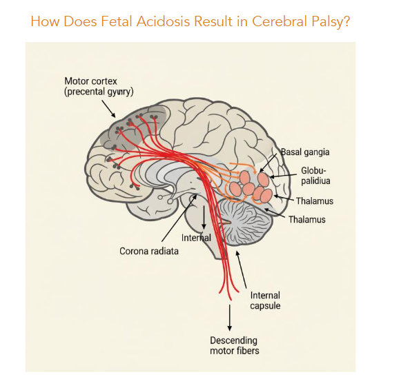 Figure 2: Patterns of motor fibers from the motor cortex to deep gray matter
