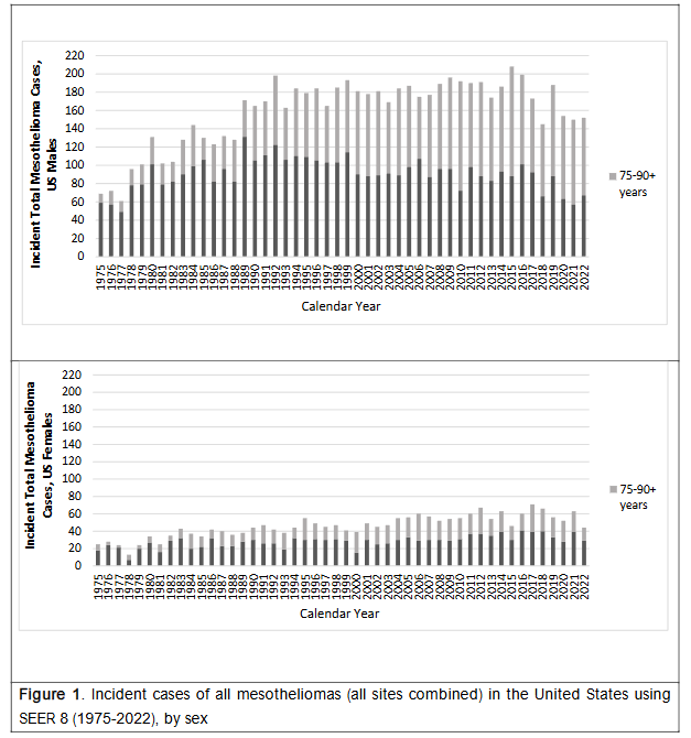 Incident Total Mesothelioma Cases, US Males