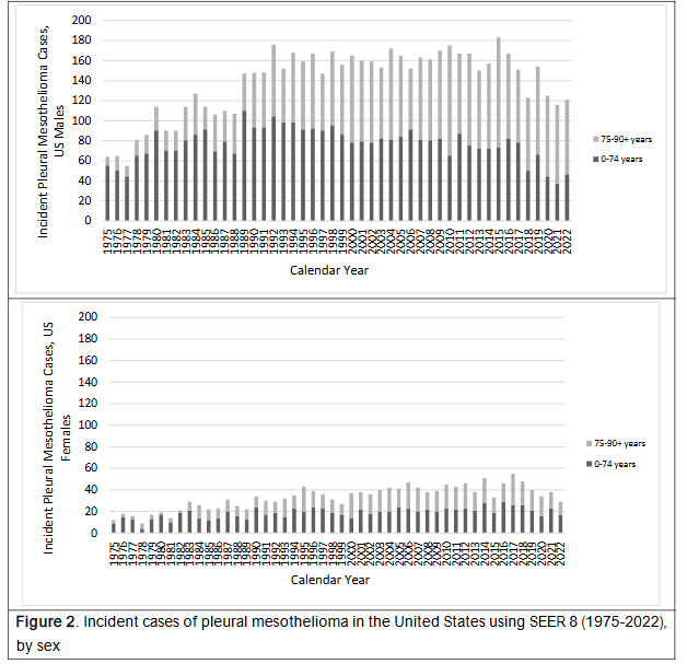 Incident Total Mesothelioma Cases, US Females