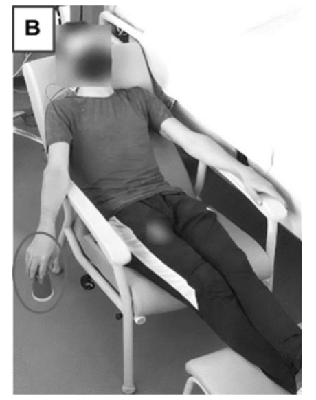 Fig.9. After subjects were submitted with a particular mathematical problem to solve, without giving them the knowledge that a hidden rule could solve this problem easily and quickly. The subjects rested in a chair in a dark room with their eyes closed, while holding a bottle in their right hand (circled). They were told to report any mental content they could recall if the bottle fell. Subjects were at sleep onset when the bottle fell, which triggered their awakening, and they could report a hypnagogic hallucination. The subjects were now given the problem again with the hidden rule and they were able to present the solution almost directly by cracking the rule, in contrast to control subjects. (Adapted from Lacaux et al, 2021).