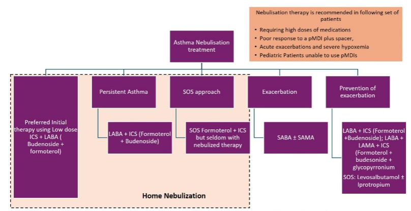 Algorithm for use of nebulization and advice on home nebulization in asthma