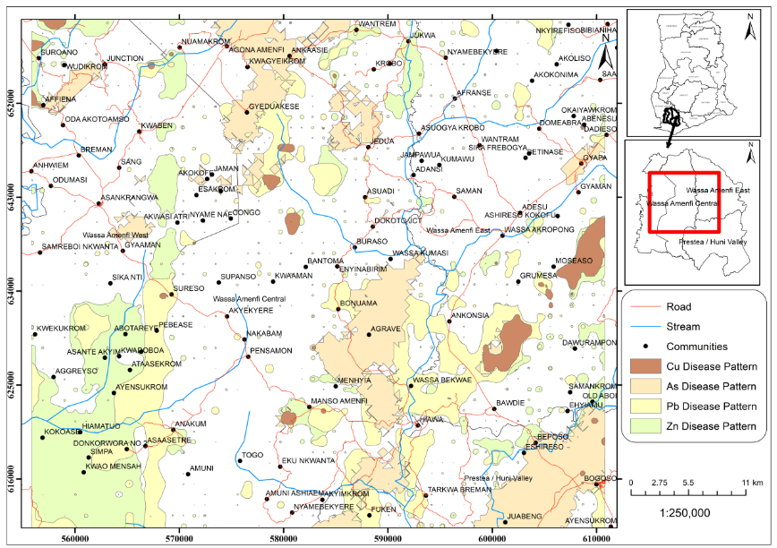 Fig. 13 Merged Disease Hotspots Map Derived from Soils in Wass Traditional Areas