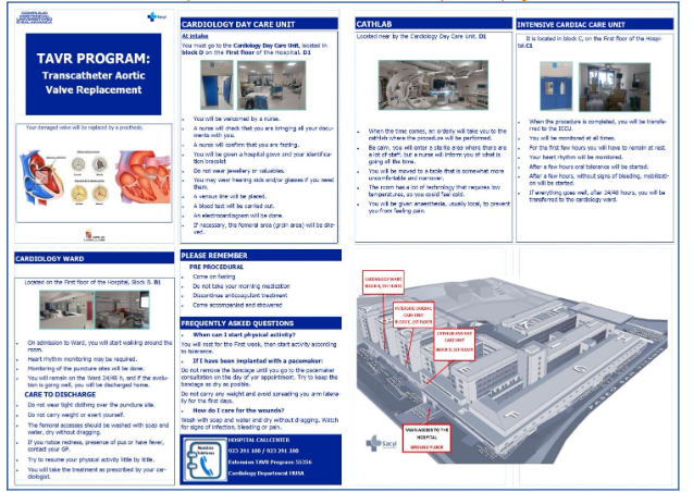 Informative brochure delivered for patient and caregiver in Pre TAVR nurse clinic.