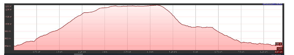 An elevation profile of the mountain walk.