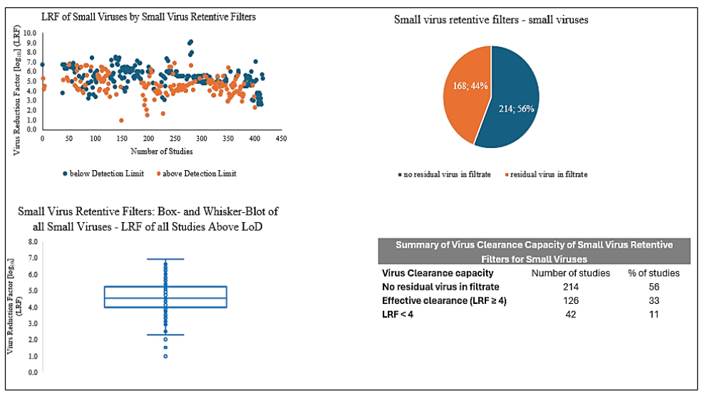 Figure 2: Virus clearance capacity of small virus retentive filters for small viruses