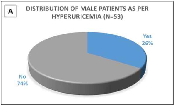 Figure 1A: Incidence of hyperuricemia in the male population of the study group.