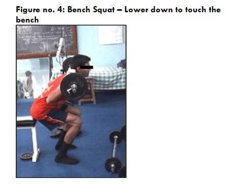 Figure no. 4: Bench Squat – Lower down to touch the bench