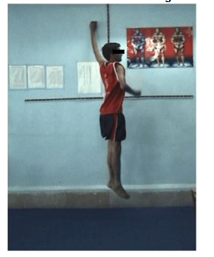 Figure no. 8: Player jumps as high as possible and make another mark at the height of the jump