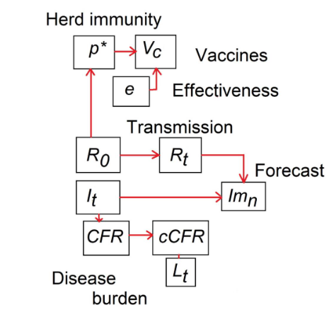 Figure 5.- Interrelationships among different epidemiological concepts tested during the COVID-19 pandemic.